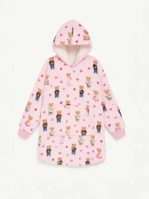 Plush Teddy Bear Over Sized Hoodie