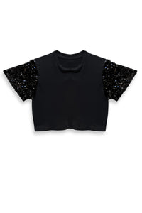 Katie J NYC- Mischa Top (Black Sequin Sleeve)